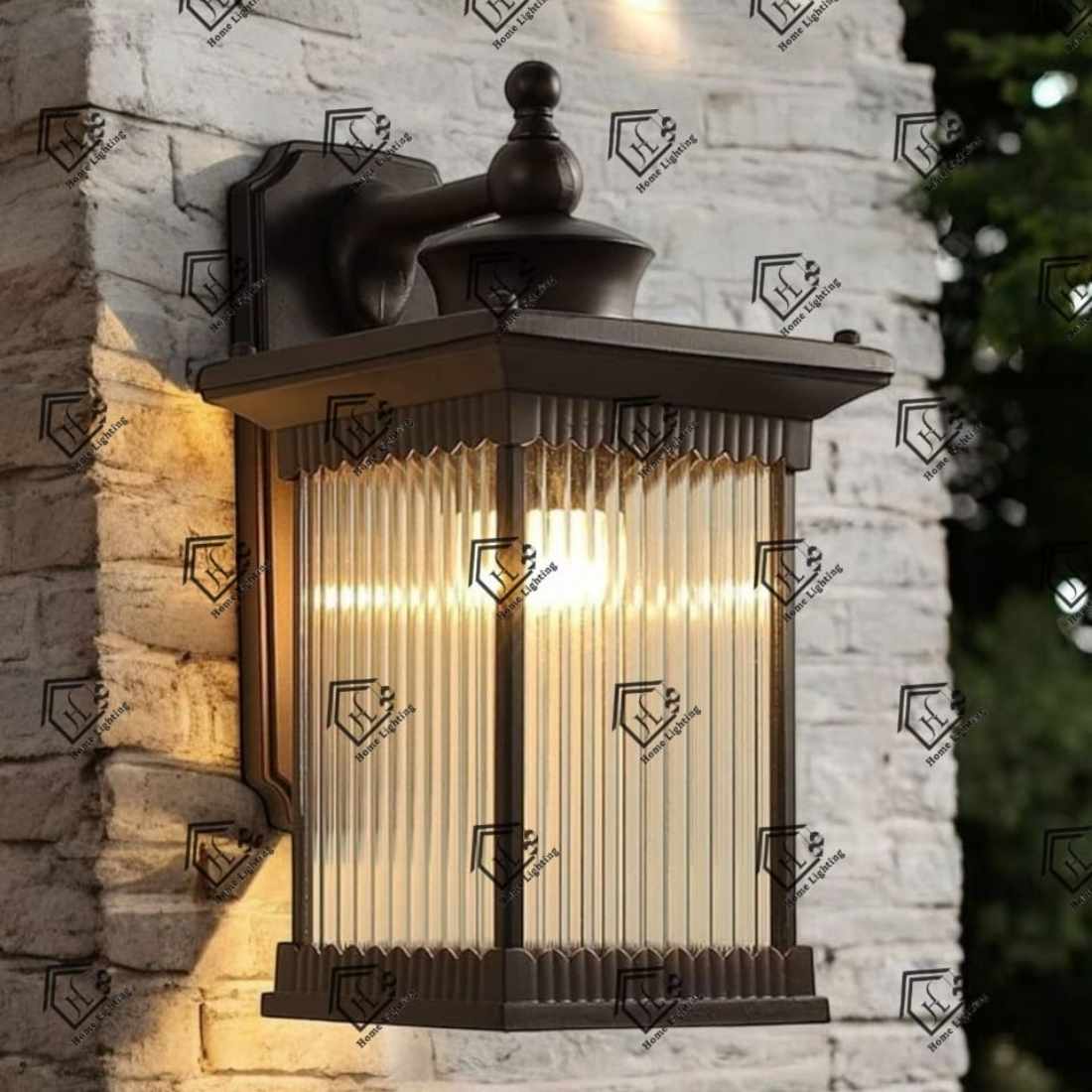 Outdoor Black Finish Half-Shade Wall Light (1)