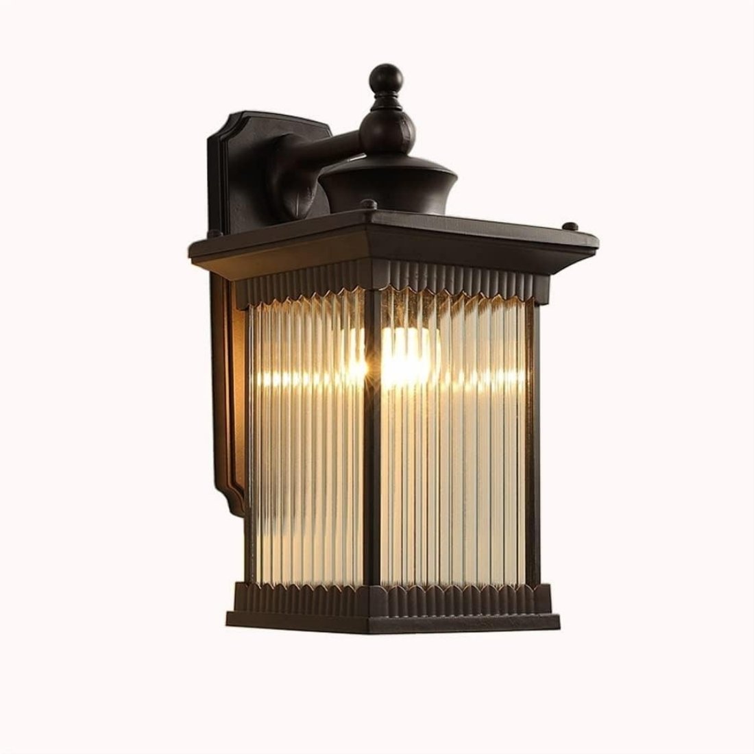 Outdoor Black Finish Half-Shade Wall Light (3)