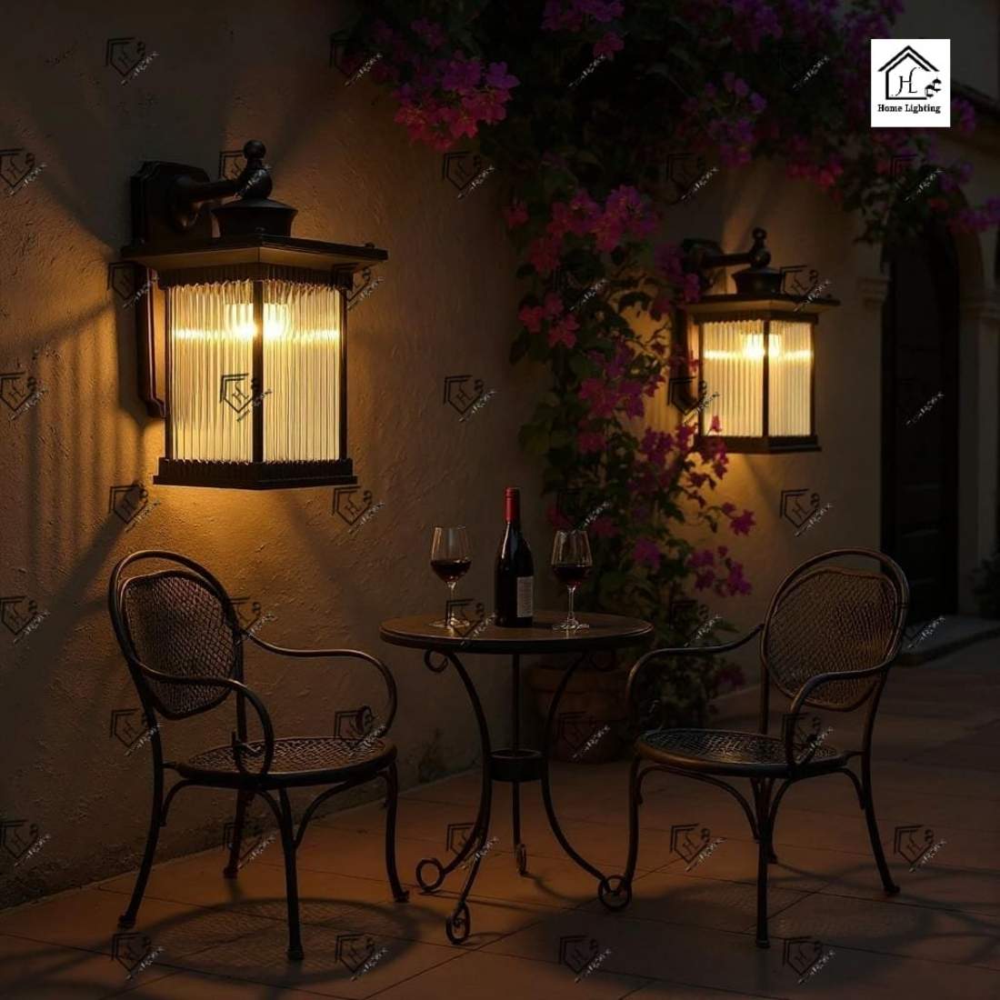 Outdoor Black Finish Half-Shade Wall Light