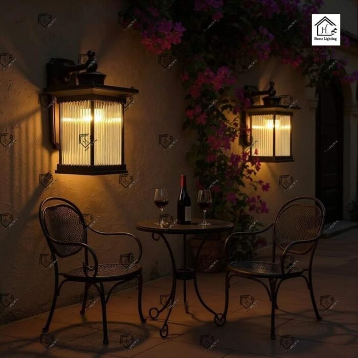 Outdoor Black Finish Half Shade Wall Light
